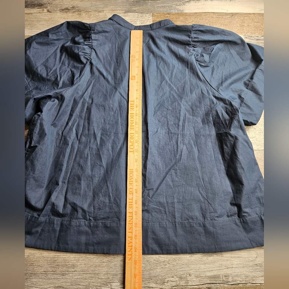 Maeve By Anthro Navy Blue Women's Poplin Pintuck Blouse Size 1X - Picture 9 of 12